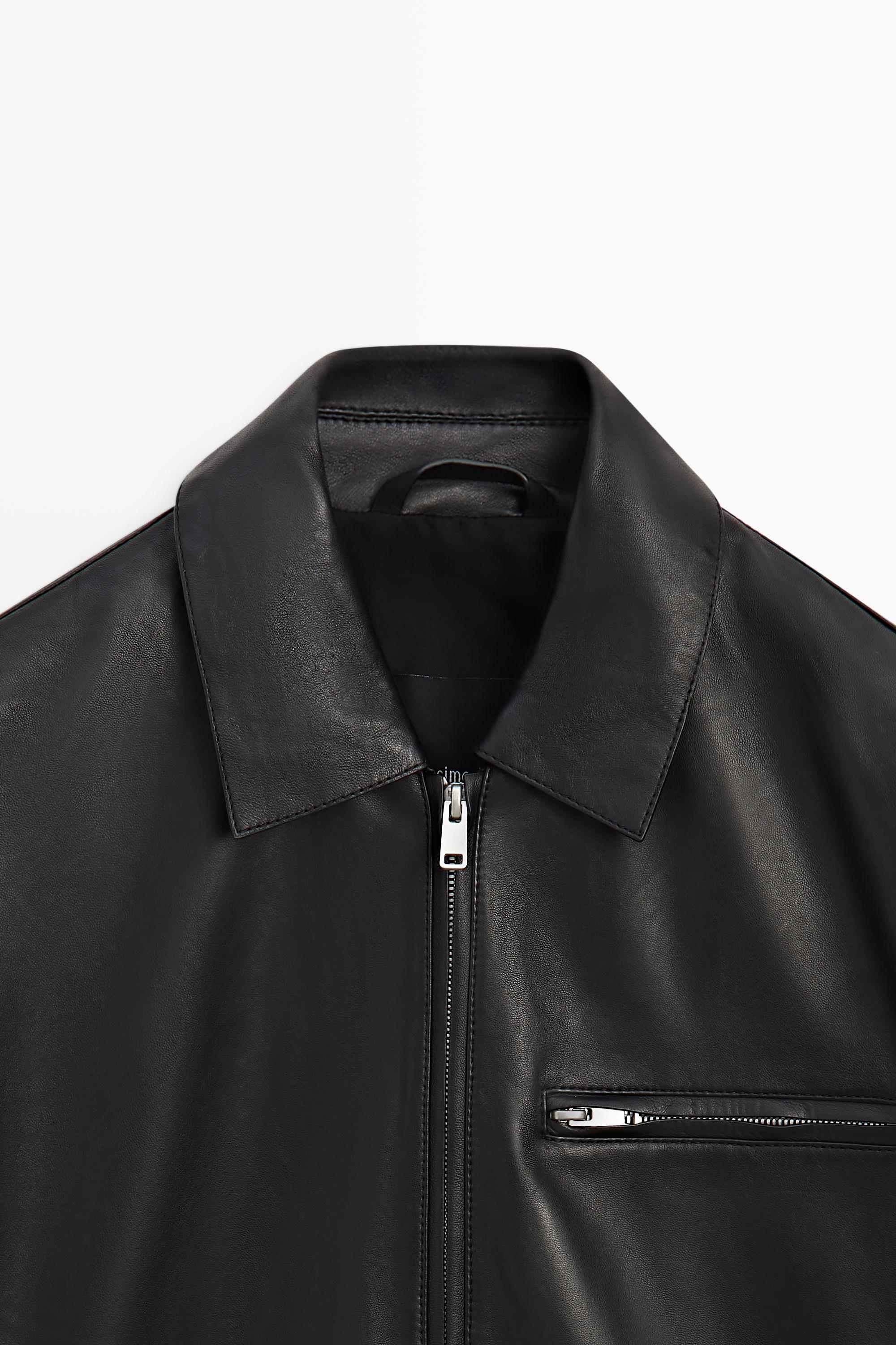 Nappa leather jacket with pocket detail